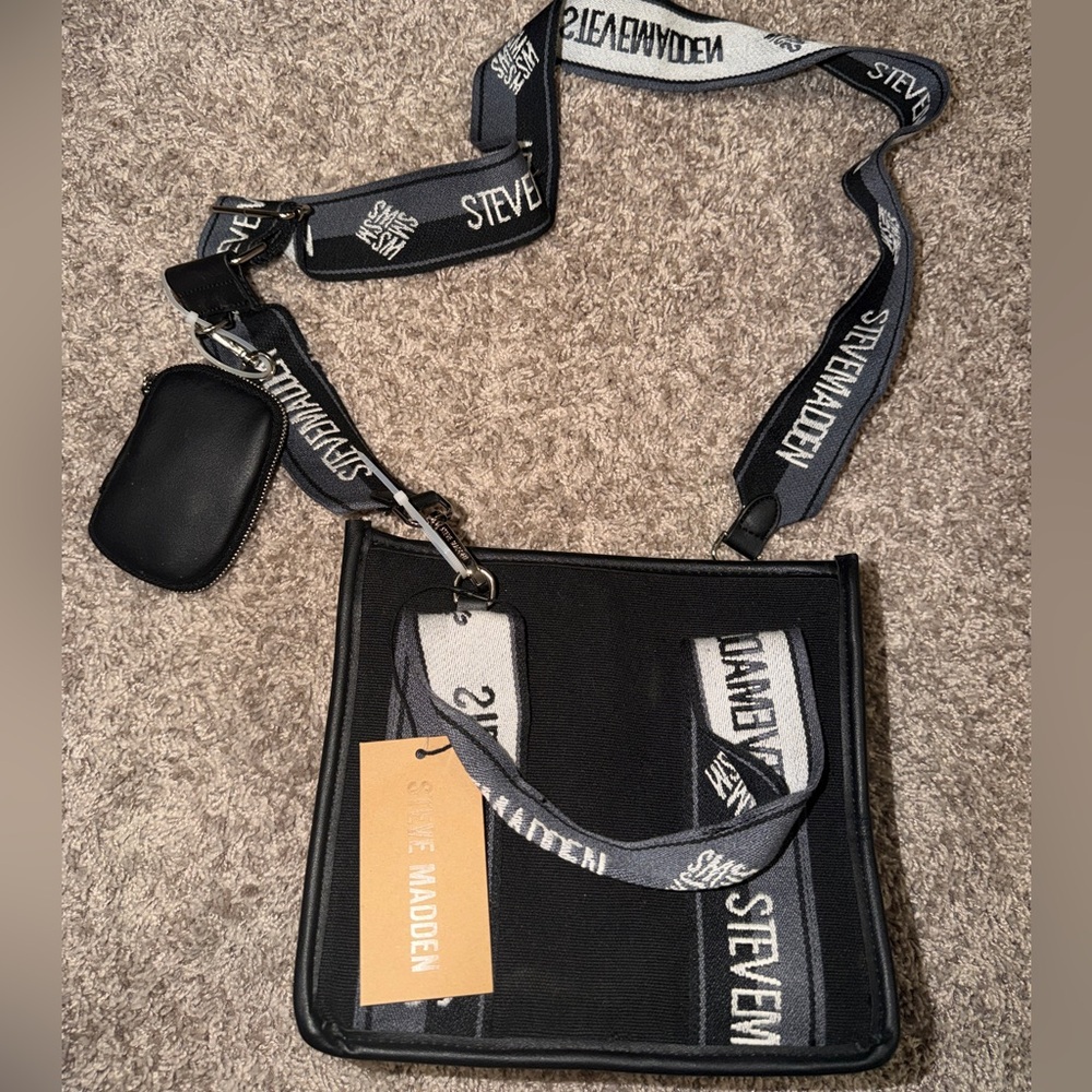 Steve Madden Black and White Messenger Bag